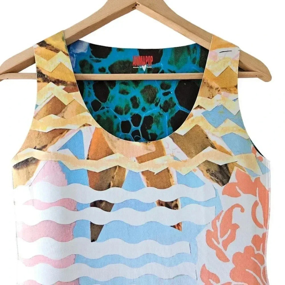 Animapop European Women's Printed Reversible Casual Sleeveless Mini Dress Small. - Picture 4 of 16